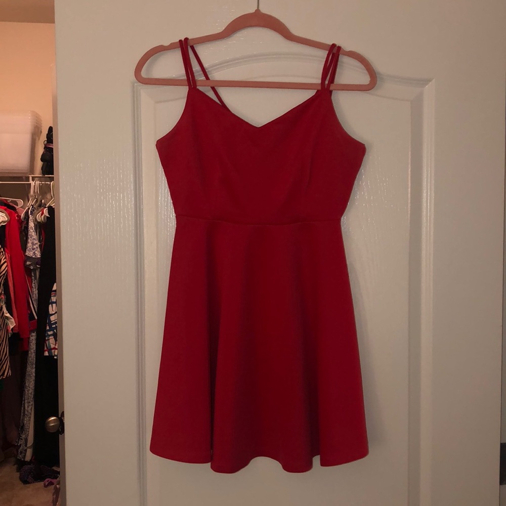 Mini Red Dress with Criss Cross Back